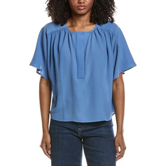 Vince Camuto Tops - Vince Camuto Womens  Shirring-Front Blouse, Blue